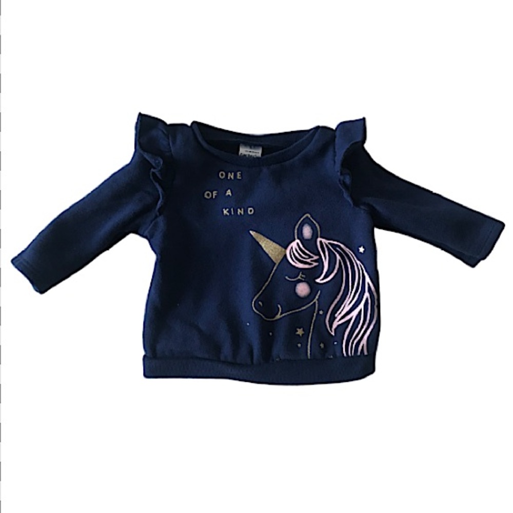 Carter’s Unicorn Sweater Navy Blue Crewneck 3months